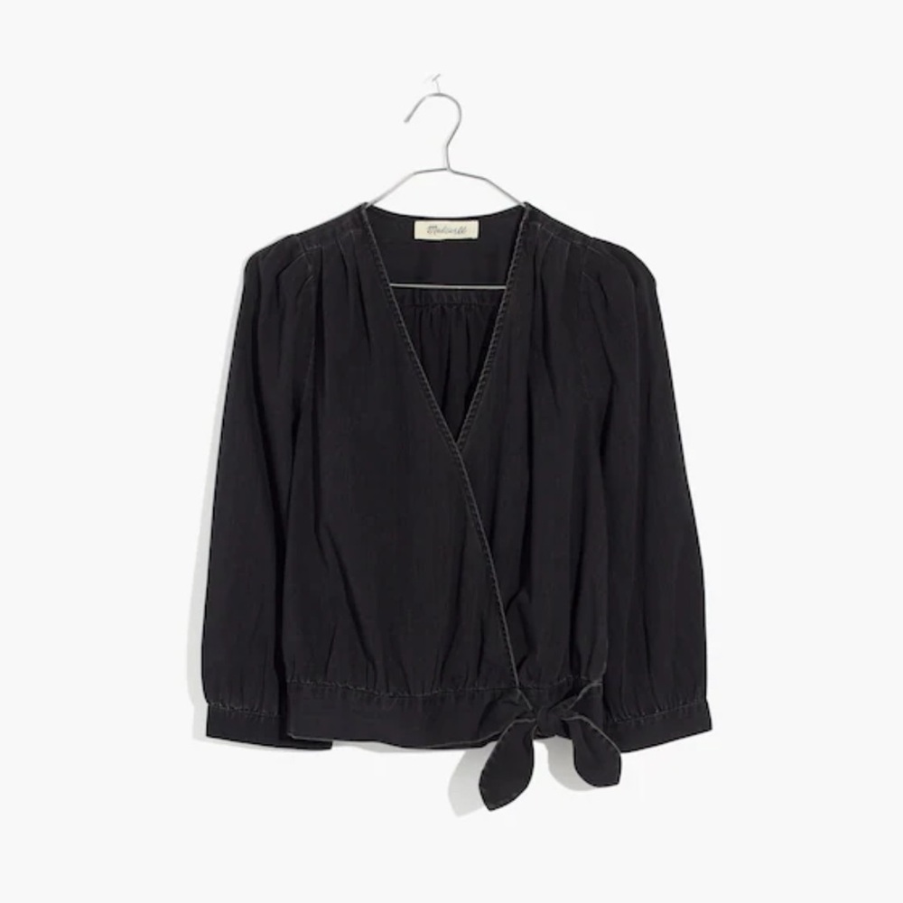 NWT Madewell Wrap Top in Black - size XL